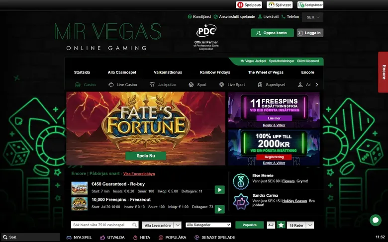 Mr Vegas spelbibliotek med tusentals slots