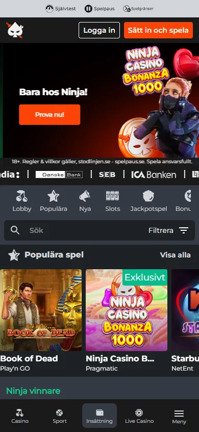 Ninja Casino mobilversion