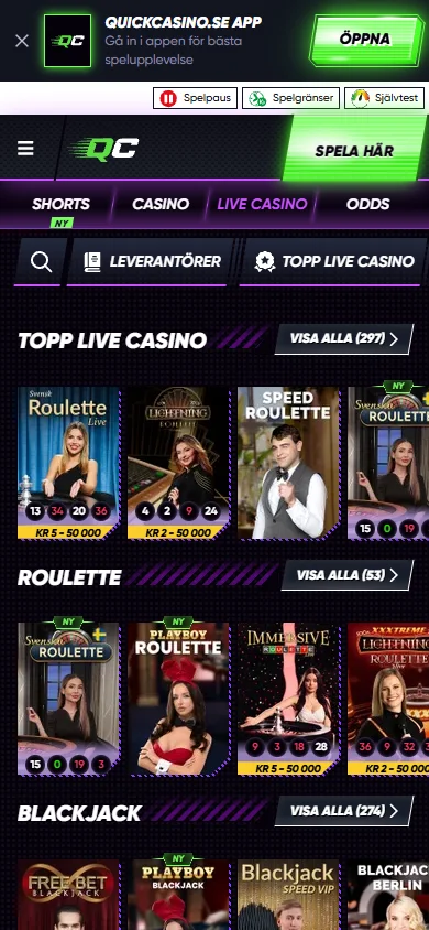 Quick Casinos live casino i mobilen