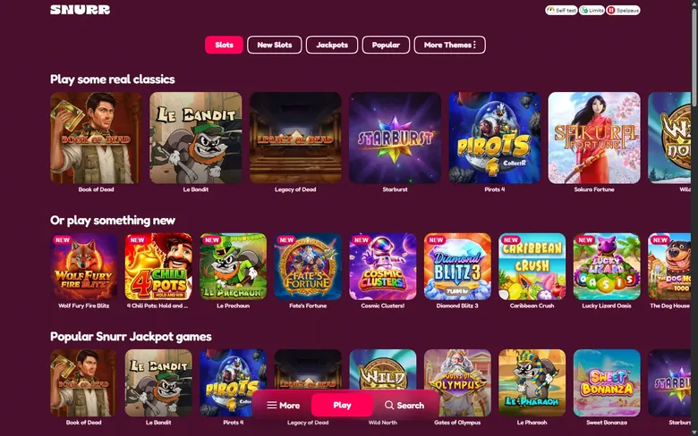 Snurr Casinos spelbibliotek med Paf-katalogen