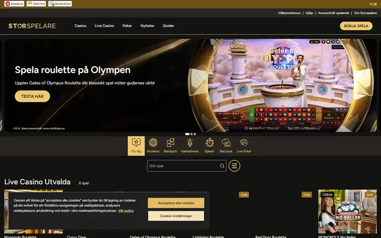 Storspelares live casino med Fireball Roulette