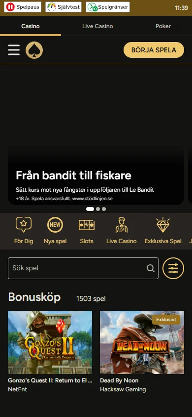 Storspelares kampanjsida i mobilen